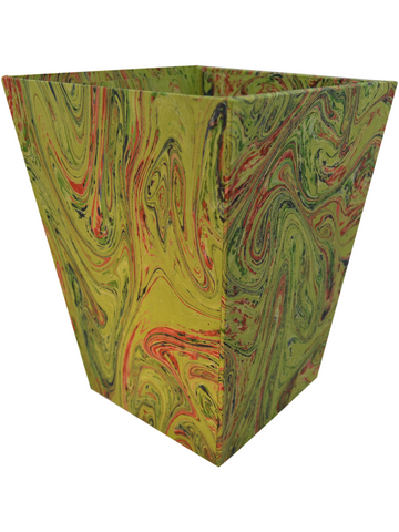Waste Paper Basket in Bright Green Marble Paper