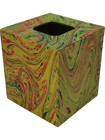 Tissue Box Cover in Bright Green Marble Paper