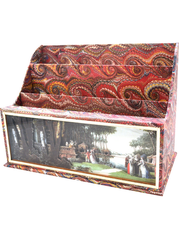 Carmontelle diorama cartonnage three compartment letter holder Italian red marble