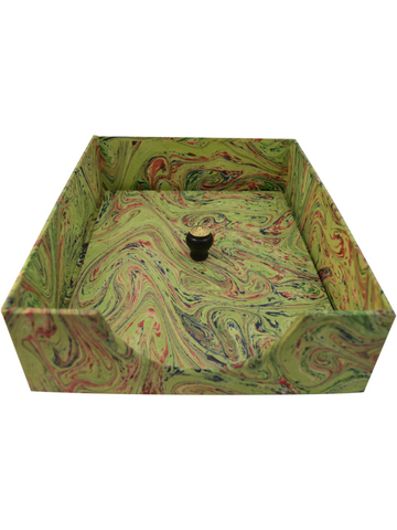 In-Box with Lid in Bright Green Marble