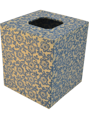 Blue Tissue Box, Marbled Paper Design