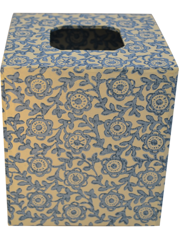 Tissue Box Cover in Fiori Blue Italian Paper