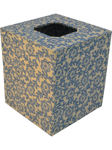 Tissue Box Cover in Fiori Blue Italian Paper