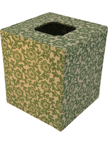 Tissue Box Cover in Fiori Green Italian Paper