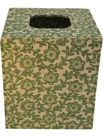 Tissue Box Cover in Fiori Green Italian Paper