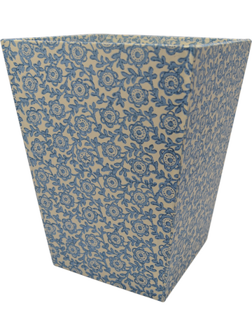 Wastepaper Basket in Fiori Blue Italian Paper