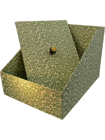 Tall In-Box with Lid in Fiori Green Italian Paper