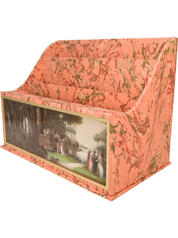Carmontelle diorama cartonnage three compartment letter holder French pink marble