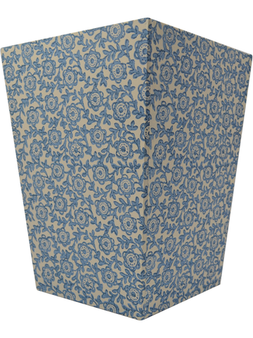 Wastepaper Basket in Fiori Blue Italian Paper