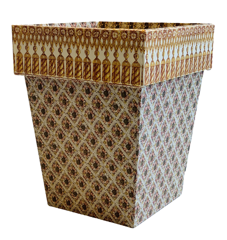 Waste Paper Basket with Tassel Fringe Cuff on Giordino